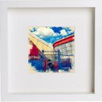 L Lumartos White Square Picture Frame - Home Décor - Wall Art - Hanging Photo Frames – Print of Glasgow Rangers FC Ibrox Stadium Main Gate – With Contemporary White Frame 23x23cm 52