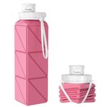 Popdigito Collapsible Water bottles with Leakproof Lid –Food-Grade BPA-Free Silicone Travel Bottles–Foldable Water Bottles 610ml for Travel Gym,Hiking, Sports,Camping,Biking 20.7oz Portable Reusable