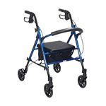 Dunimed Lightweight Foldable Rollator Easily Foldable Zimmer Frame Height Adjustable Including Basket Walker for Seniors Walking aid (Blue)