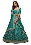 Zeel Clothing Women's Art Silk Semi-Stitched Lehenga Choli with Dupatta (7810-Green-Wedding-Bridal-Latest-Lehenga; Free Size) (Green)