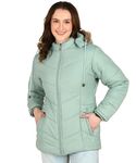 ELLIPSE Nylon Full Sleeve Solid Casual Fashionable And Stylish Winter Jacket For Women's (Color:- Sea Green, Size:- XXL)