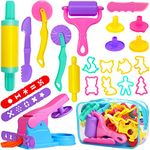 Jiosdo Playdough Tools and Cutters, 22 Pcs Dough Tools Playdough Sets for Kids Toddlers, Plastic Accessories Clay Extruders Rollers Molds with Storage Bag, Creation Educational Toy Gift Set