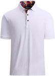 Alex Vando Mens Polo Shirts Short Sleeve Regular Fit Fashion Designed Shirt,White,XXL