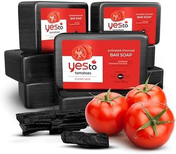 Yes To Tomatoes Charcoal Bar Soap with Tomato Extracts & Sunflower Seed Oil - Detoxifying Face & Body Soap for Men, Women, and Teens, 7 oz - Paraben-Free