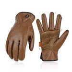 Vgo... 1Pair Unlined Safety Cow Grain Leather Work Gloves Men,Rigger Gloves,Builder Gloves, Water Resistant, Palm Patched(CA9597WP) (Medium, Brown)