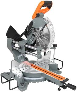 10-Inch Compound Miter Saw, LAZYLAND 15A 5000RPM Sliding Miter Saw with Dual Bevel 0-45°, LED WorkingLight and Dust Collection Bag for Woodworking Projects