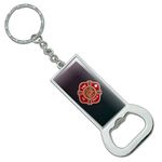 Firefighter Fire Rescue Maltese Cross Keychain Rectangle Chrome Plated Metal Bottle Cap Opener