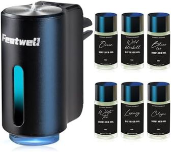 Featwell Car Air Freshener, Three Adjustable Modes Intelligent Car Aroma Diffuser, Rechargeable Car Aroma Diffuser, Black