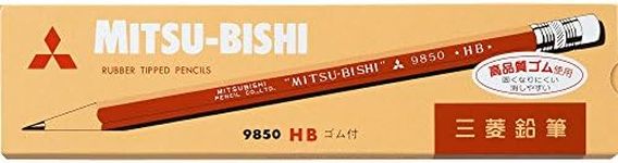 Mitsubishi Pencil with Eraser 9850 HB K9850HB, Red