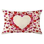 Ogiselestyle Valentine Love Heart Lumbar Throw Pillow Cover, 12 x 20 Inch Anniversary Wedding Cushion Case Decoration for Sofa Couch