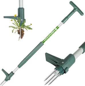 ORIENTOOLS Stand Up Weed Puller – Telescopic Handle, 4-Claw Dandelion Remover