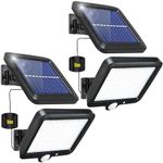 2pc Solar Lights Outdoor Waterproof, 3 Modes Motion Sensor Light Outdoor, 56 LED Solar Powered Lights Solar Flood Lights, Solar Motion Light Security Lights Wall Lights for Garden Fence