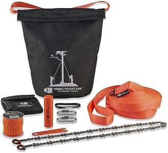 Nordic Pocket Saw High Limb Rope Saw - The Arborist V.2-32" Rope Chainsaw Double Sided with Sawteeth on Each Link - 36 feet Straps and 66 feet Throwline - Tree Limb Cutter with Storage Bag