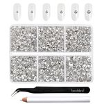 Beadsland 4300pcs Flatback Rhinestones,Clear Rhinestones Nail Gems Round Crystal Rhinestones for Crafts,Mixed 6 Sizes with Picking Tweezers and Wax Pencil Kit, SS6-SS20,Crystal