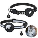 2 Pcs Airtag Cat Collar Set, Lightweight Cat Tracker Collar with Safety Buckle and Waterproof Air Tag, Reflective Pet Collar for Cat, Dog, Kitten, Puppy Adjustable 7-13Inch