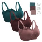 Dresime Nursing Bras, 3 Pack Wirefree Seamless Maternity Bra Women Pregnancy Breastfeeding Bralette with Extra Bra Extenders Clips