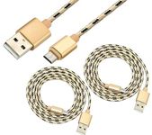 Storite 2.4A Fast Charging 1m Braided Micro USB Cable for Smartphones, Tablets, Laptops & other Micro USB devices, 480Mbps Data Sync (Golden)