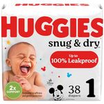 Diapers Size 1 - Huggies Snug & Dry Disposable Baby Diapers, 38ct, Jumbo Pack