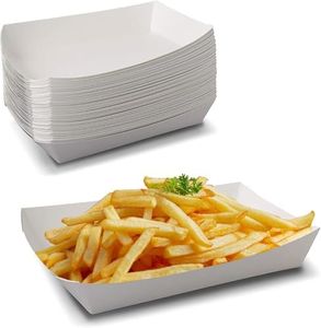 MT Products White French Fries Paper Trays 6.9" x 4.6" x 1.2" - Disposable Food Trays (Pack of 500) - Made in the USA