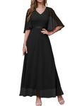 DRESSTELLS Womens Formal Dress Mother of The Bride Homecoming Fall Dresses 2024 Wedding Bridesmaid Long Party Evening Dress, Black, Medium