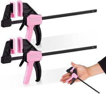 WORKPRO 6" Mini Bar Clamps for Woodworking, 2-Pack One-Handed Clamp/Spreader, Light-Duty Screw-Change F Clamp with 50lbs Load Limit, Pink Ribbon