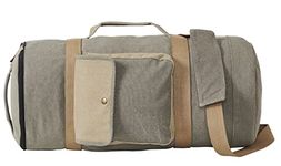 Mona B Canvas Duffle Bag for Sports, Gym, Athlete, Travel, Camping, Trekking, Storage Luggage with Outside Snap Pocket for Men and Women