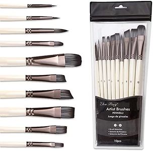 10pcs Artist Paint Brush Set, Short Handle Multi-Functional Brushes for Oil Painting, Watercolor, Acrylic Beginner or Professional, Kids or Adults