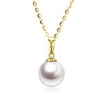 SISGEM 14K Gold Pearl Necklaces for Women, Yellow Gold Pearl Pendant Necklace Gold Chain (Freshwater Cultured, 8 mm) 18" (Yellow)