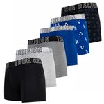 True Religion Mens Boxer Briefs Cotton Stretch Underwear for Men Pack of 6, Blue/Black, X-Large