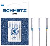 SCHMETZ Domestic Sewing Machine Needles | 5 Jeans Needles |130/705 H-J| Needle Size: 90/14-110/18 | Suitable for Working with Jeans and Similar Fabrics