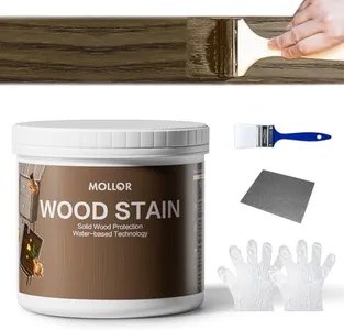 MOLLOR Wood Stain Water Based, Multiple Finishes Wood Oil for Indoor and Outdoor Furniture, Wood Paneling, Cabinets and More, Fast Drying, Low Odor (32oz, Black Sandalwood with Tools)