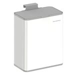 SONGMICS Hanging Kitchen Bin, 2.1-Gallon (8 L) Steel Trash Bin with Lid for Food Waste, Cabinet Door Hanging or Wall-Mounted with Hooks, for Under Sink, Bathrooms, Cloud White LTB810W01