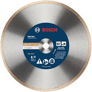 Bosch DBC1001 10 in. Continuous Rim Diamond Wheel | Precise Cuts, Smooth Finish | Ceramic Tile, Slate, Porcelain, Marble | Tile Saw