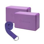 Gaiam Yoga Block 2 Pack & Strap Set, Deep Purple