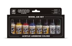 Vallejo Model Air Basic Colors Acrylic Paint Set for Air Brush - Assorted Colours (Pack of 8)