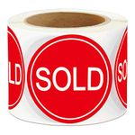 2 Inch Sold Stickers Fluorescent Red Sold Labels - Sold Point of Sale Pricing Inventory Control Labels for Retail Store Shop Tag Yard Sale 500 Pcs