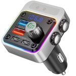 Nulaxy 54W Bluetooth 5.3 Car Adapter with 4 Charging Ports [PD 36W & QC3.0 18W], Wireless Radio FM Transmitter with Deep Bass Player & 5 Colors LED Backlit, Hands-Free Calling - NX16