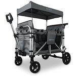 FUXTEC Wagon for Kids to Sit in CTXL900 Grey – All-Terrain Folding Stroller for 4 Kids – Collapsible Utility Cart with Canopy & Safety Belts – Foldable Hand Pull Wagon – Durable Steel Frame
