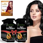 Herbishh Hair Color Shampoo 10 Sachet + 1 Argan Hair Mask Pouch | 3 in 1 Hair Dye | Easy to Use | Available in 6 Colors | Long Lasting Hair Color (Black)