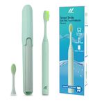 nexlev Sonic Electric Toothbrush & Travel Case| 30000 Vibrations/Min| 2 Modes|Super Soft Bristles| 2 Min Timer|Waterproof| 2 Replaceable Brushheads| Gentle Oral Care| Green Et-02, Adult