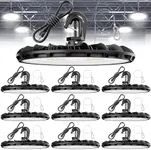 CINOTON UFO LED High Bay Lights 10 Pack, 155W High Bay LED Shop Light with 5' Cable US Plug, 21000LM 120V Commercial Bay Lighting for Factory Warehouse Barn Workshop, UL Listed - 5000K Daylight