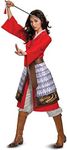 Disguise womens Disney Mulan Hero Dress Deluxe Adult Costume, Red, Large (12-14)