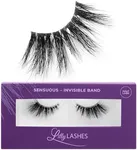 Lilly Lashes Sheer Band, False Eyelashes w/Invisible Band Lashes, Mink Lashes + Volume, 3D Faux Mink Eyelashes, Clear Band Lashes, Reusable Eyelashes 20x, Lash Glue not Included, 15mm (Sensuous)