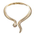 Flyonce Women's Vintage Style Snake Animal Bib Choker Chunky Statement Collar Necklace Golden Color