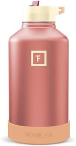 IRON °FLASK Camping & Hiking Hydration Flask with Straw, Wide Mouth Insulated Stainless Steel Sports Water Bottle - Dream Sunset 64 oz - Straw (1 Lid)