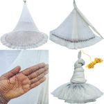 PURKAIT Fishnet CAST Fishing NET 6mm MESH,Iron Sinker, Height 10feet, Round 44feet, Weight 3.5kg Fishing Net (White)