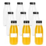 TEC Juice Bottles with Lids 500ml UK Made 30% Recycled PET Plastic Empty Clear Round Small Drink Reusable for Fridge Kids Adults Water Milk Lunchboxes Juicing Pack Multipack in Bulk