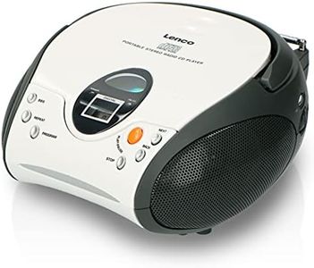 Lenco SCD-24 SCD24 - Lettore CD per bambini - Radio CD - Sistema stereo - Boombox - Sintonizzatore radio FM - Memoria traccia - 2 x 1,5 W RMS Potenza - Alimentazione da rete e batteria - Bianco