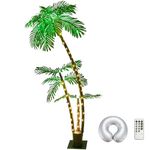 Spurgehom 6FT Lighted Palm Trees Outdoor Christmas Trees for Decorations Decor LED Artificial Fake Palm Trees Lights for Outside Patio Tropical Party Backyard Poolside Garden