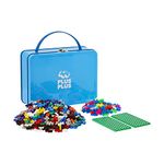 Plus-Plus - Blue Metal Case - 600 Pieces - Creative Building and Construction Set - Mix of Basic and Neon Colors in a Travel Suitcase Box - Kids 5 to 12 Years - P7002